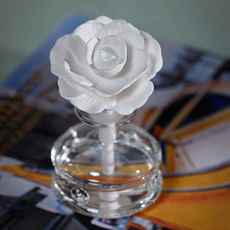 Zodax Grand Casablanca Porcelain Oil Diffuser - Home Fragrance Oil Diffuser Ideal for Living Room, Bathroom, Office - Flower Design - Gift Box Packaging Included - Tahitian Gardenia - 1.69 Oz. - Image 3